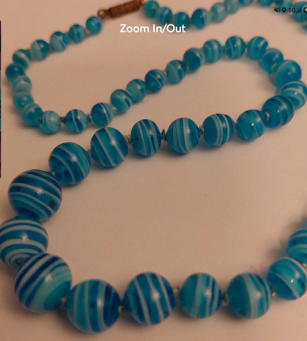 vintage lamp work glass bead necklace